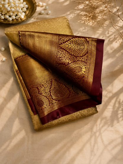 Royal Gold & Maroon Heritage Saree