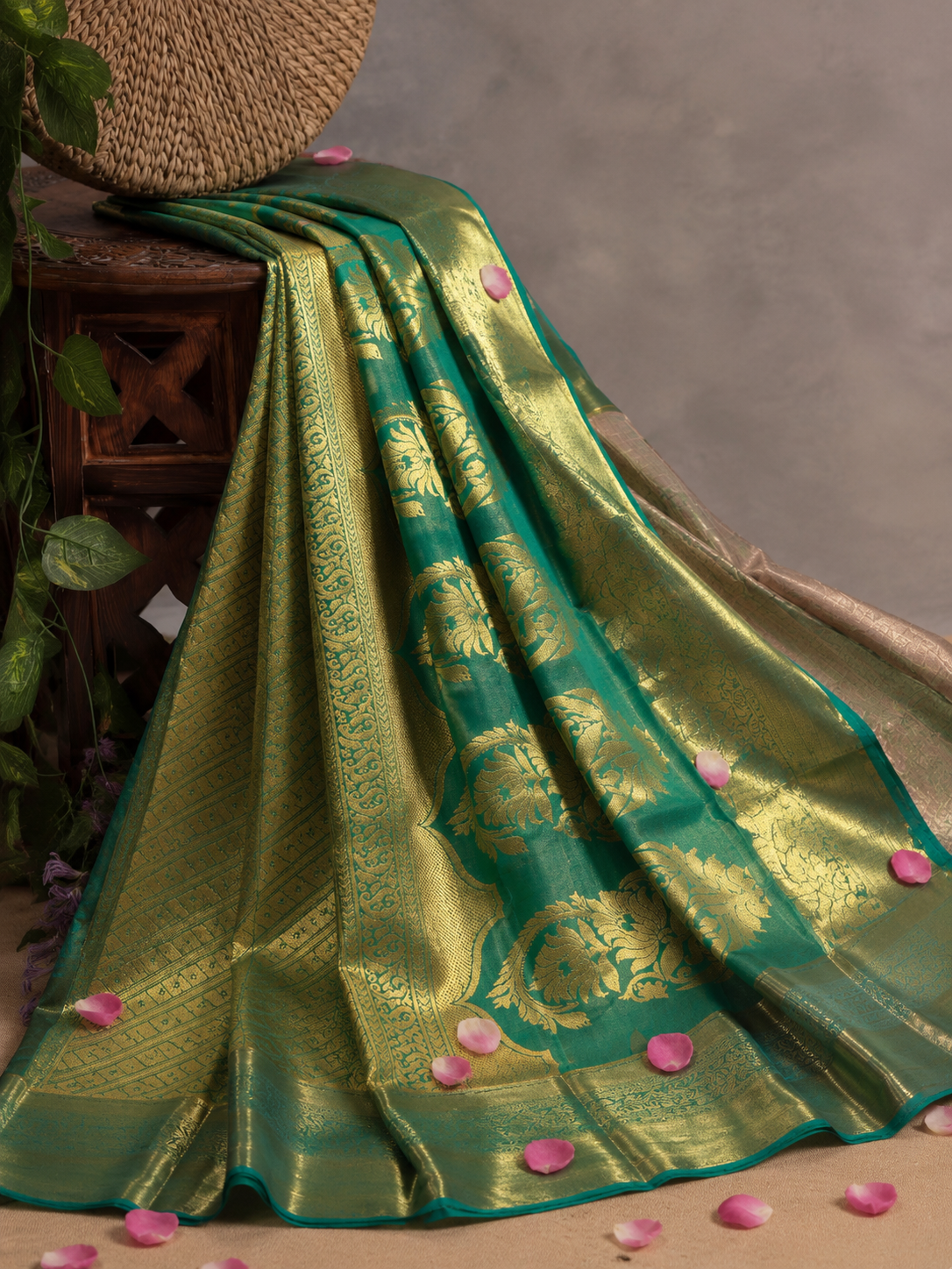 Rose Gold & Emerald Royale Saree