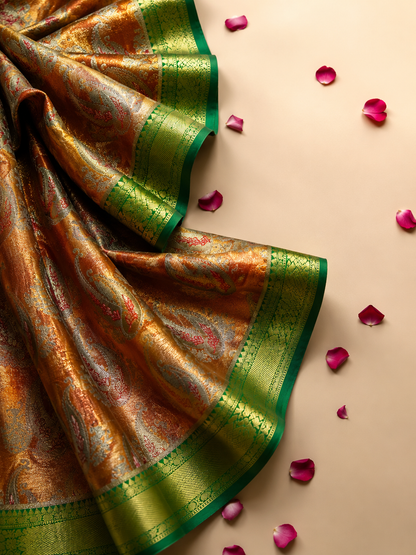 Rust Orange & Emerald Royale Saree