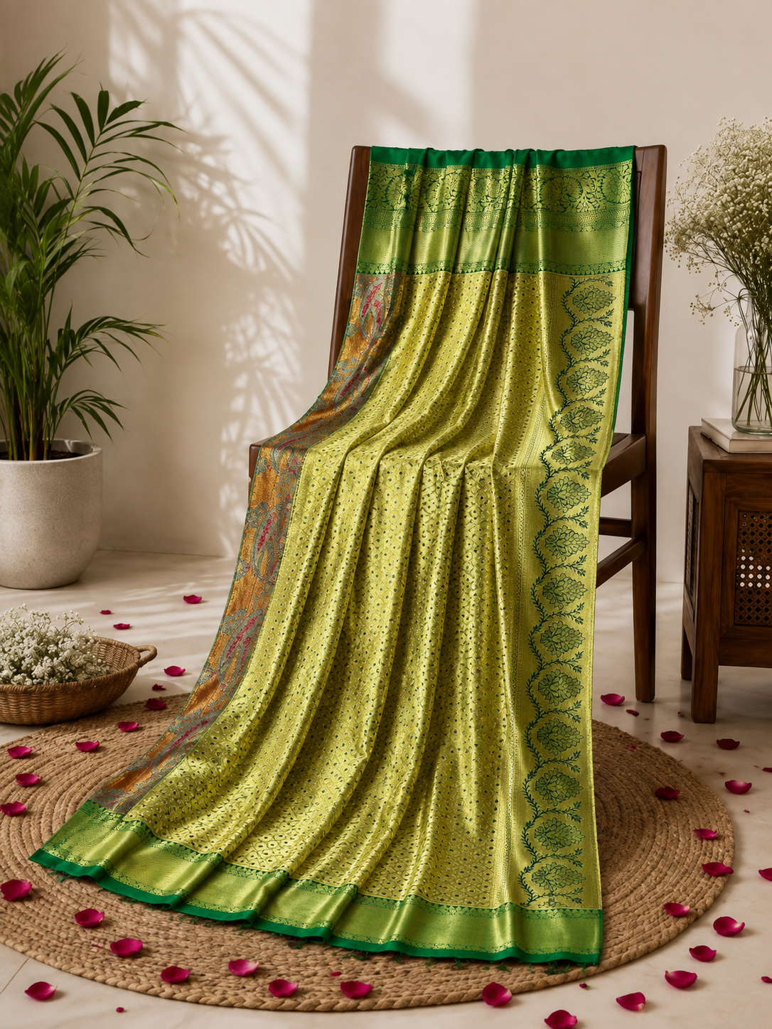 Rust Orange & Emerald Royale Saree