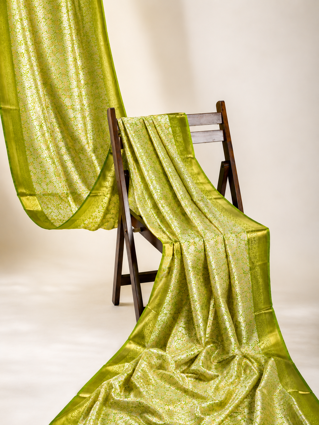 Pista Green Floral Royale Silk Saree