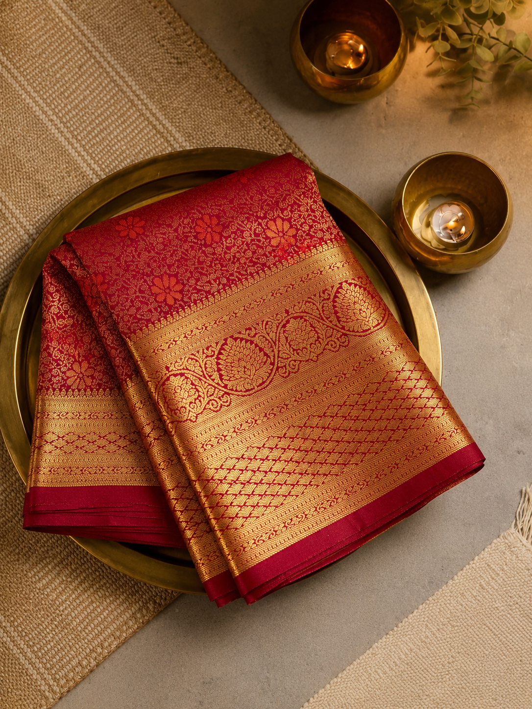 Maroon Swarna Pushpa Jali Vaibhavam