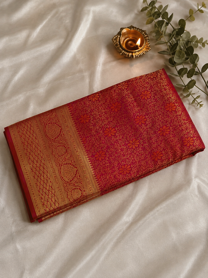 Maroon Swarna Pushpa Jali Vaibhavam