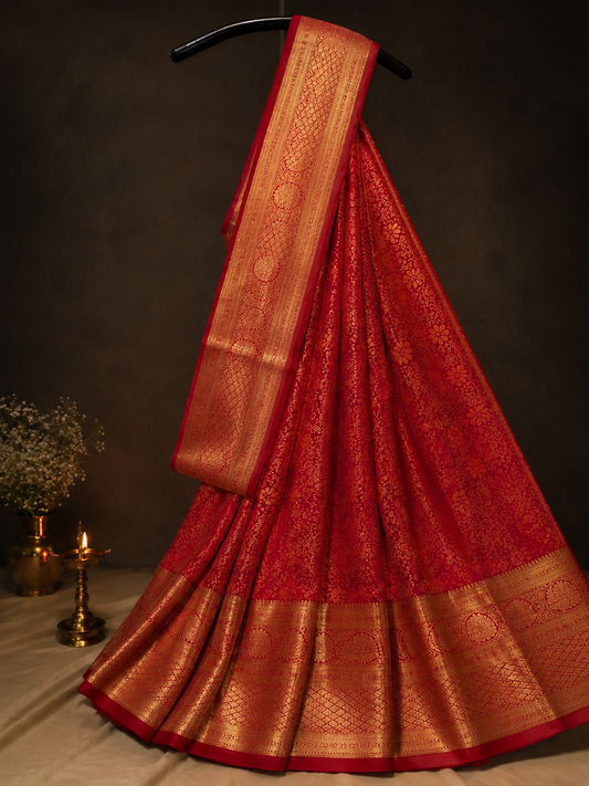 Maroon Swarna Pushpa Jali Vaibhavam